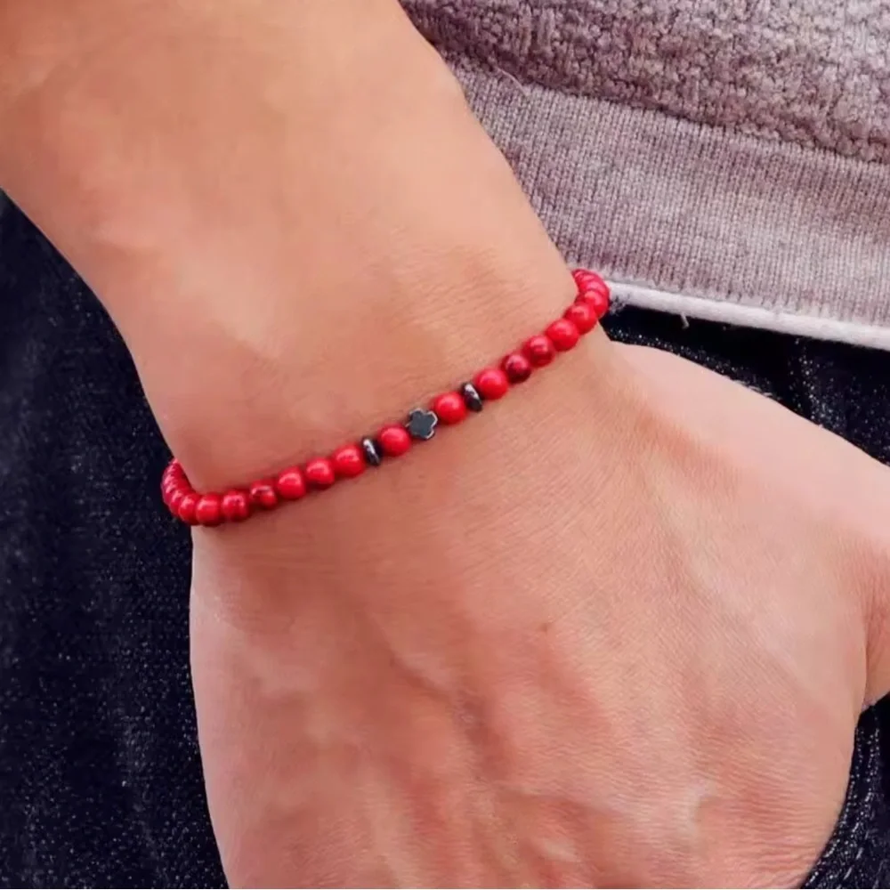 Vibrant Red Beaded Bracelet